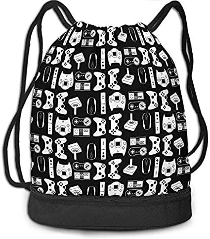 Gym Drawstring Bags With Shoe Compartment Pocket